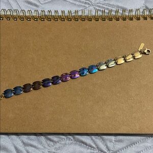 Holly Yashi bracelet, gorgeous Iridescent Blue and Gold Bracelet, retired style!